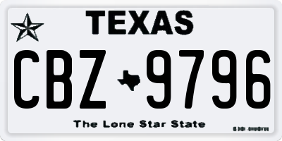 TX license plate CBZ9796