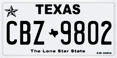 TX license plate CBZ9802