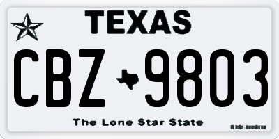 TX license plate CBZ9803