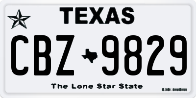 TX license plate CBZ9829