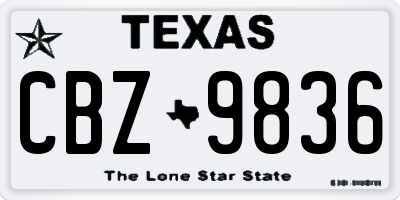 TX license plate CBZ9836