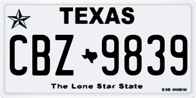 TX license plate CBZ9839