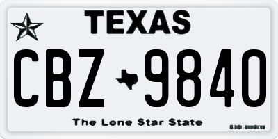 TX license plate CBZ9840
