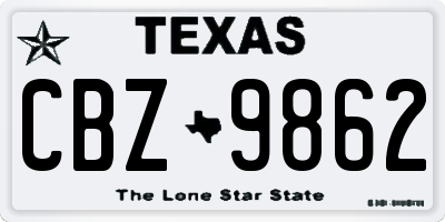 TX license plate CBZ9862