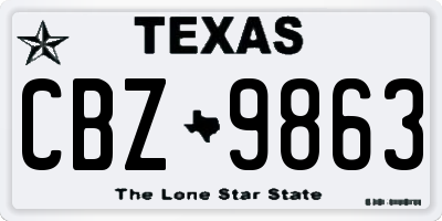 TX license plate CBZ9863