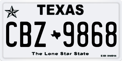 TX license plate CBZ9868