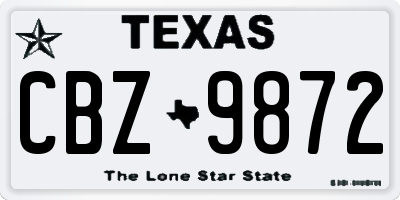TX license plate CBZ9872