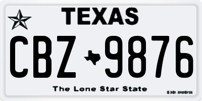 TX license plate CBZ9876