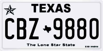 TX license plate CBZ9880