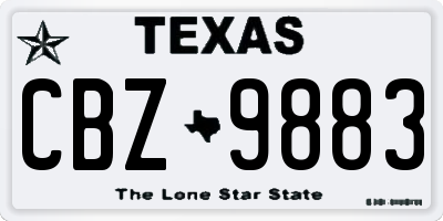 TX license plate CBZ9883