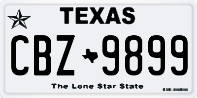 TX license plate CBZ9899