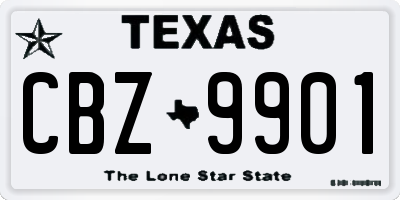 TX license plate CBZ9901
