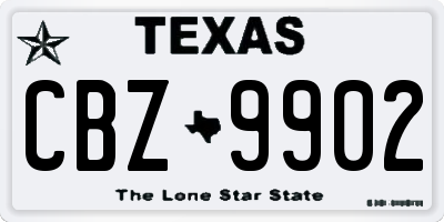 TX license plate CBZ9902