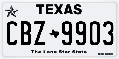 TX license plate CBZ9903