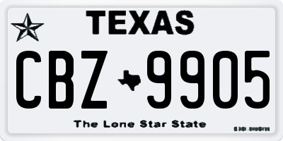 TX license plate CBZ9905