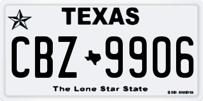 TX license plate CBZ9906