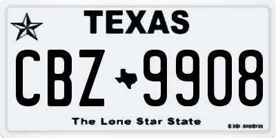 TX license plate CBZ9908