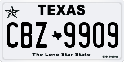 TX license plate CBZ9909