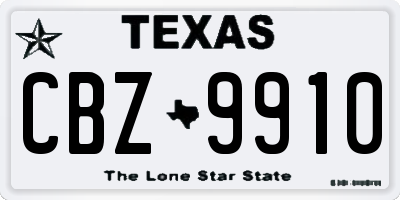 TX license plate CBZ9910