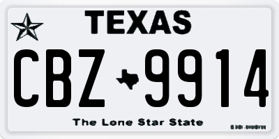 TX license plate CBZ9914