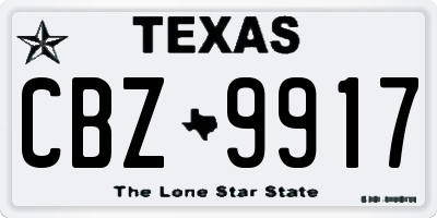 TX license plate CBZ9917