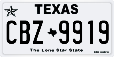 TX license plate CBZ9919