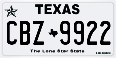 TX license plate CBZ9922