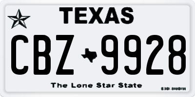TX license plate CBZ9928