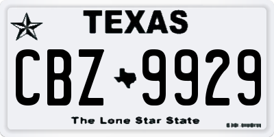 TX license plate CBZ9929