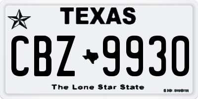 TX license plate CBZ9930