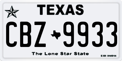 TX license plate CBZ9933
