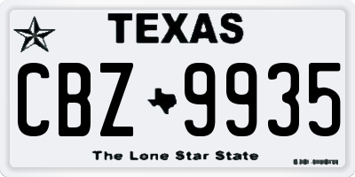 TX license plate CBZ9935