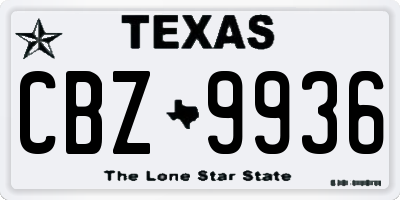 TX license plate CBZ9936