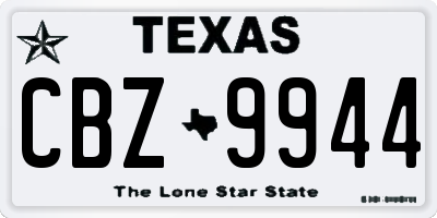 TX license plate CBZ9944