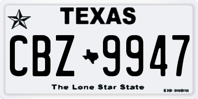 TX license plate CBZ9947