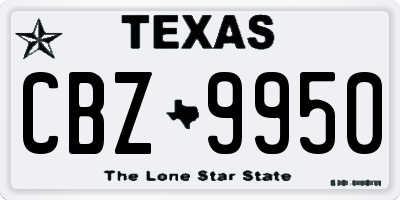 TX license plate CBZ9950