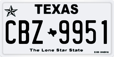 TX license plate CBZ9951