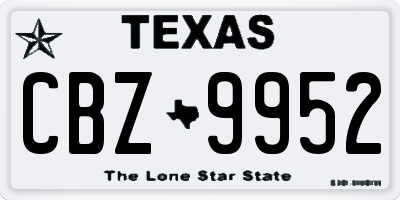 TX license plate CBZ9952