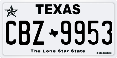 TX license plate CBZ9953