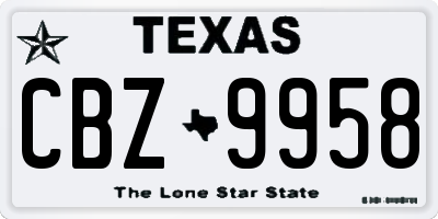 TX license plate CBZ9958