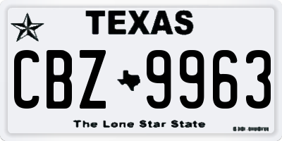 TX license plate CBZ9963