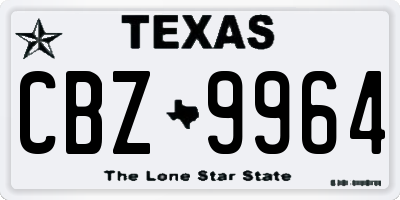 TX license plate CBZ9964