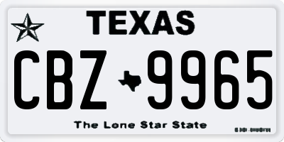 TX license plate CBZ9965