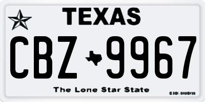TX license plate CBZ9967