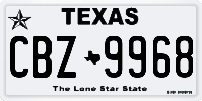 TX license plate CBZ9968