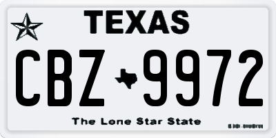 TX license plate CBZ9972