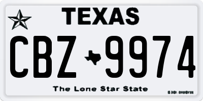 TX license plate CBZ9974