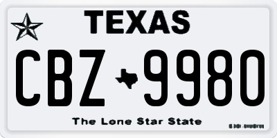 TX license plate CBZ9980
