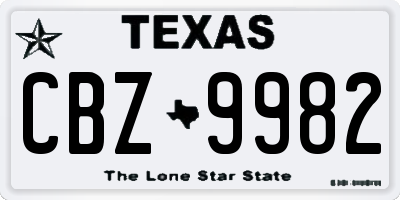 TX license plate CBZ9982