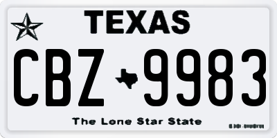 TX license plate CBZ9983